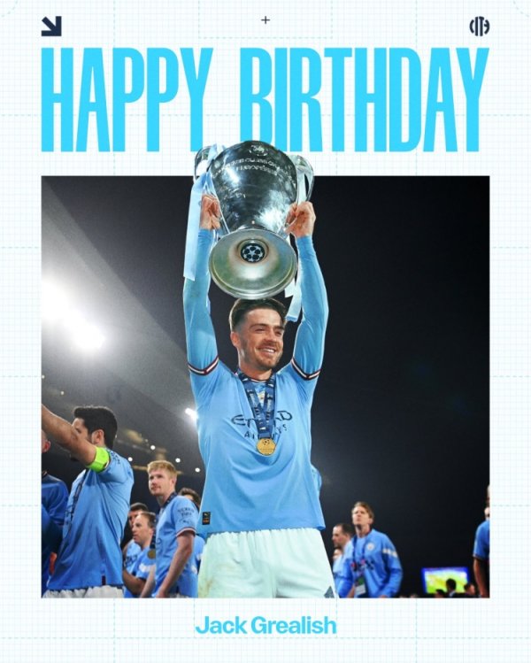 曼城祝格拉利什30岁生日快乐,球员为蓝月出战157场17球23助 曼城祝格拉利什30岁生日快乐,球员为蓝月出战157场17球23助