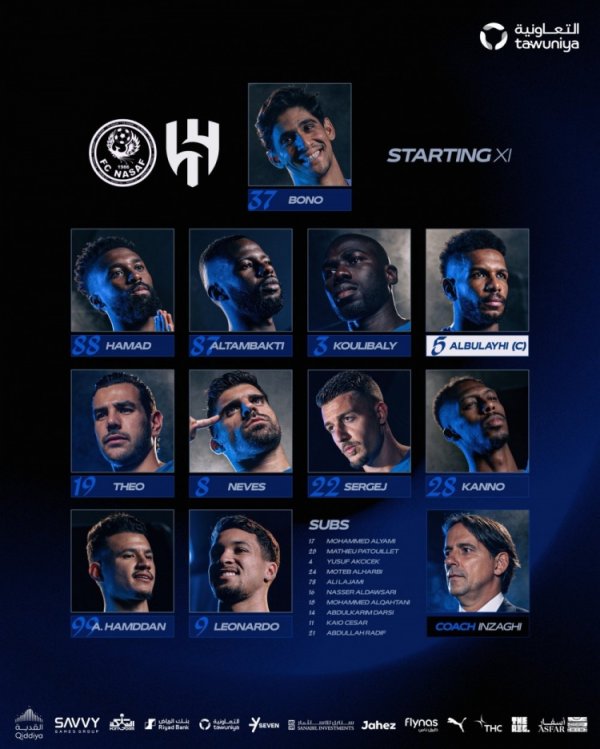 亚冠-利雅得新月vs纳萨夫杆位:米林科维奇、库利巴利、特奥出战 亚冠-利雅得新月vs纳萨夫杆位:米林科维奇、库利巴利、特奥出战