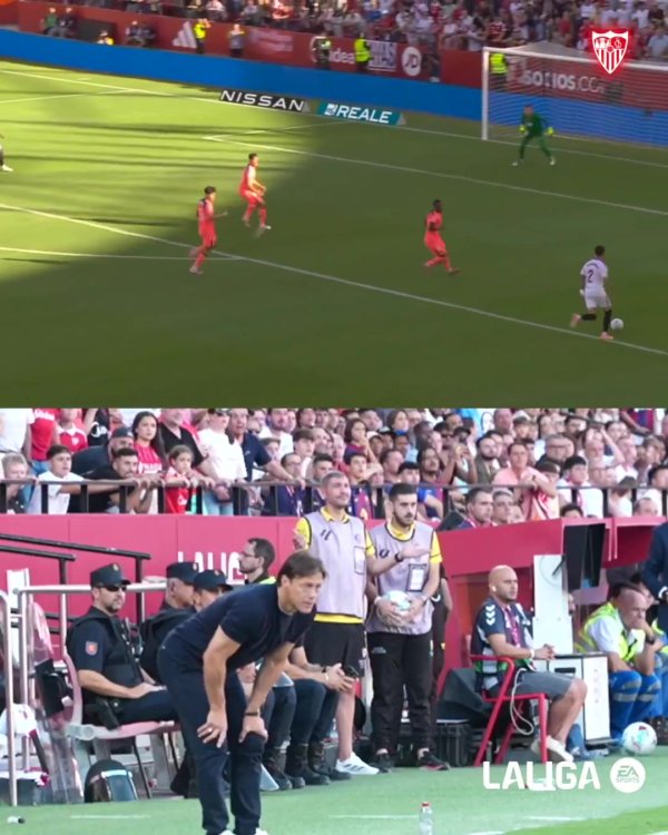 振臂呐喊  +拥抱阿古梅！塞维利亚回顾击败巴萨时主帅反应